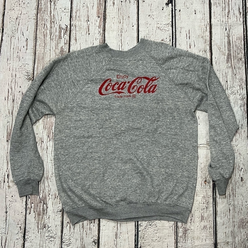 Vintage Coca - Cola Coke Soda Gray 1980s Crewneck Pullover Jumper Sweatshirt